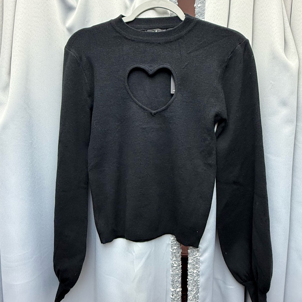 Lulu's Black Heart Cutout Sweatshirt